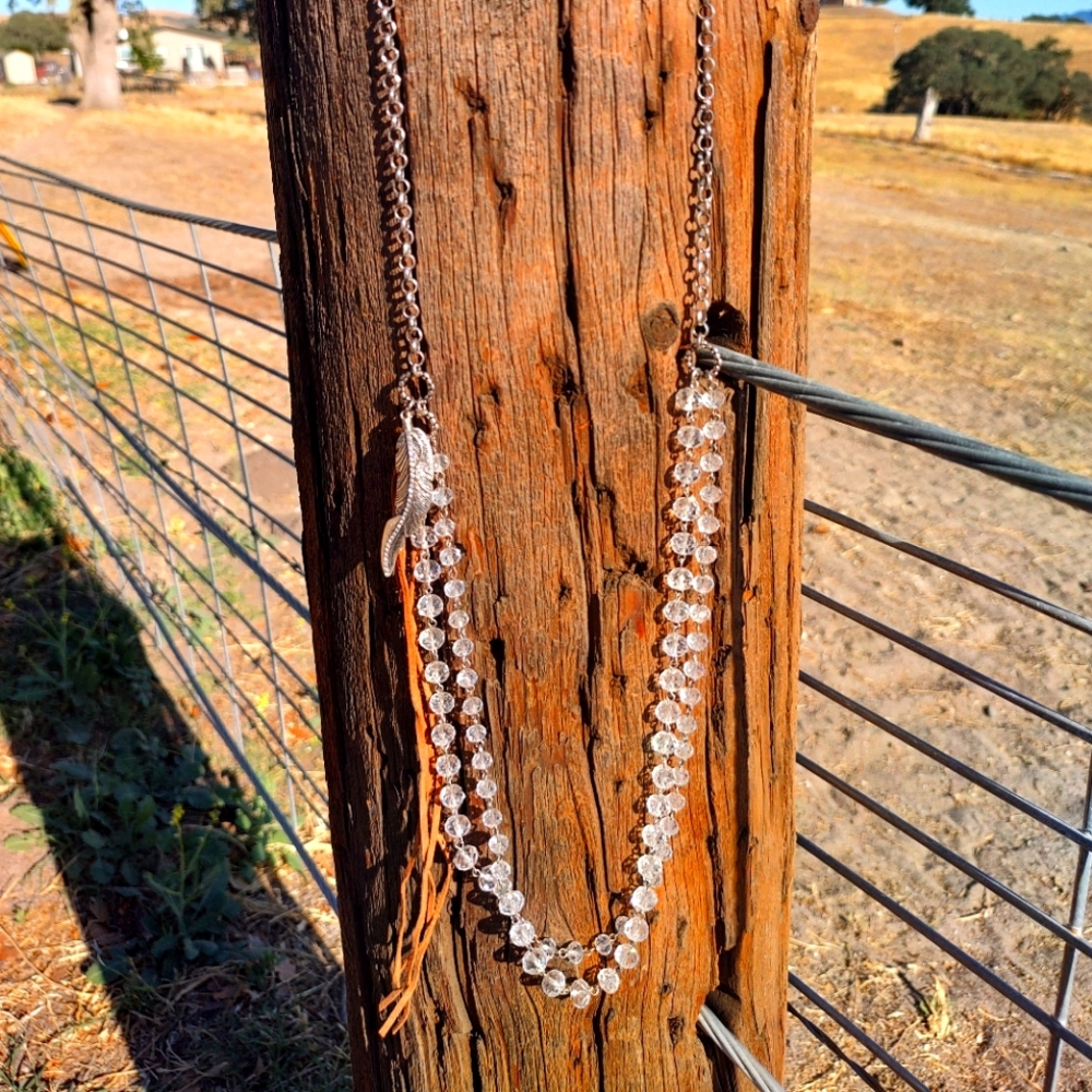 Shayanne Long necklace with feather accent